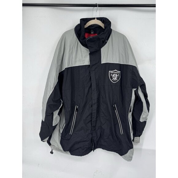 NFL Raiders Team Sports Nylon Jacket Men Large Gray Fan Merch Sportswear - Picture 1 of 11
